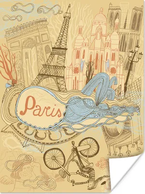 Produktbild von MuchoWow® Poster Paris - Frankreich - Zeichnung 120x160 cm - Wandbilder