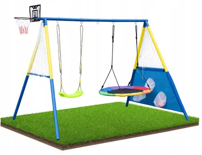 Produktbild von 4-in-1-Gartenschaukel, Doppelschaukel für Kinder, Storchennest, groß