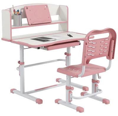 Produktbild von Kinderschreibtisch-Set mit h?henverstellbarem Stuhl und neigbarer Tischplatte, 6-12 Jahre, Rosa