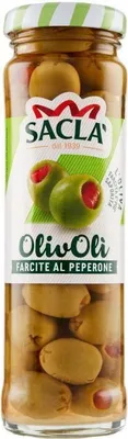Produktbild von Grüne Oliven in Salzlake, gefüllt mit Paprikapaste 140G - Sacla