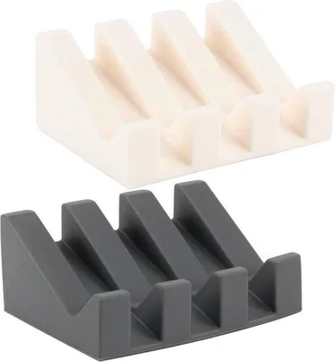Produktbild von Silikonische 2-teilige Seifenbecken mit Selbstentleerung – Seifenbecken mit Abfluss, Küchen- und Badezimmerset (Grau + Weiß)