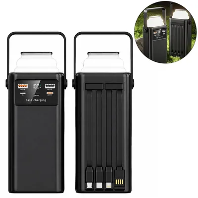 Produktbild von Powerbank 50000mAh 30W PD Schnellladung, USB-C Fast Charge, LED Display, 7 Ausgänge 2 Eingänge, integrierte Kabel, für Camping & Reisen
