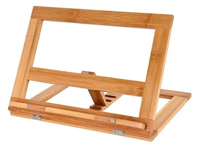 Produktbild von Decopatent® Verstellbarer Bücherständer - Buchhalter für Kochbuch (Kochbuchständer) Tablet- oder Buchständer - Bambus - Holz