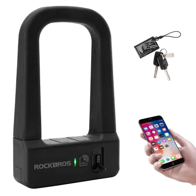 Produktbild von ROCKBROS Fahrradschloss Bügelschloss NFC U-Lock mit USB-C Motorradschloss Diebstahlschutz für E-Bike, Mountainbike, Rennrad