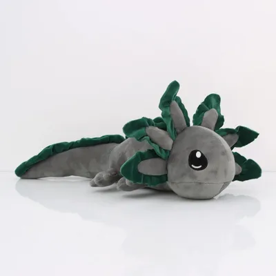 Produktbild von Rosa Axolotl Plüschtier 45 cm Kawaii Kuscheltier Plüschpuppe Kinder Mädchen Geschenk Weihnachten Geburtstag - Farbe: Grau-Grün
