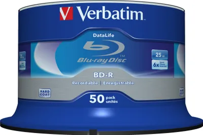Produktbild von Verbatim Datalife BD-R 25 GB 6x – 50er-Spindel für zuverlässige Blu-ray-Archivierung