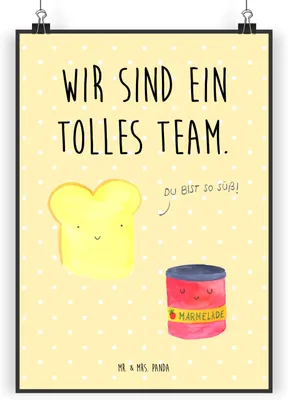 Produktbild von Mr. & Mrs. Panda Bild Toast Marmelade DIN A5 - Gelb Pastell - Geschenk, drucke, Kunstdruck, Süß, Brot, Dreamteam, Lustige Sprüche, Wandbild, poster, Toastbrot, wanddeko
