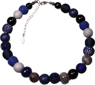 Obrázek produktu pro Stephisimo dámský náhrdelník s kuličkovým řetízkem Bollywood Black Blue small ST 7065