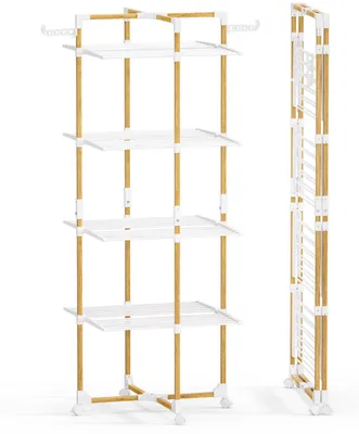 Produktbild von VOUNOT® Wäscheständer Turm 4 Ebenen Turmwäscheständer Klappbar Wäscheturm Weiß
