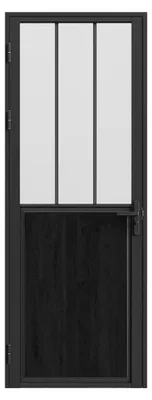 Produktbild von Tür-Set - wendbar - Aluminium & Sicherheitsglas mattiert - Industrial Style - 204 x 93 cm - Schwarz - ERMELO