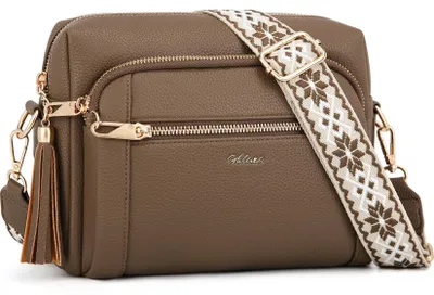 Produktbild von Crossbody-Tasche mit Anti-Diebstahl-Funktion, 4 Reißverschlussfächer, für den Alltag
