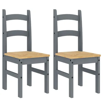 Produktbild von vidaXL Essstühle 2 Stk. Grau 40x46x99 cm Massivholz Kiefer