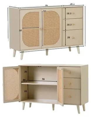 Image de Buffet, armoire verticale, rangement à tiroirs multiples, GRIS CLAIR