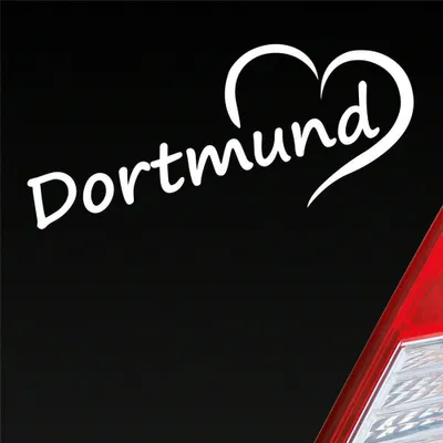 Produktbild von Auto Aufkleber Dortmund Herz Stadt City Liebe Love Heimat 19x8 cm Weiss Matt Sticker Heckscheibenaufkleber
