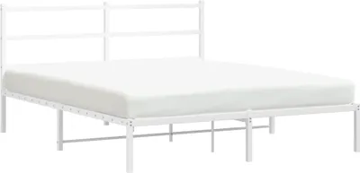 Produktbild von vidaXL Bettgestell mit Kopfteil Metall Weiß 160x200 cm