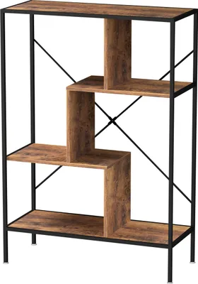 Immagine prodotto di Libreria a parete Stoer - scaffale a ripiani aperti - stile industriale - metallo e legno - altezza 115 cm