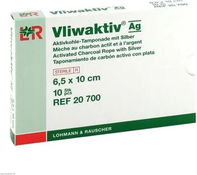 Produktbild von Vliwaktiv AG Aktivkohle Tampon.m.Silber 6,5x10 cm 10 St