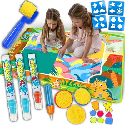 Produktbild von Malbücher Magic Wasser Doodle Matte XL 100x80cm 21-tlg satz, Wasserstiften, Wiederverwendbare Malmatte für Kinder, fleckenfreier Malspaß - Retoo