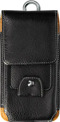 Image de Avizar, pochette de ceinture pour smartphones de 5,5 pouces, en similicuir avec effet vintage, couleur noire