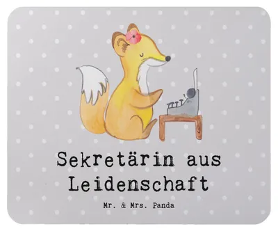 Produktbild von Mr. & Mrs. Panda laptop mousepad Sekretärin Leidenschaft - Grau Pastell - Geschenk, notebook mauspad, Mouse Pad, mousematte