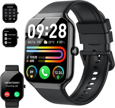 Zdjęcie produktu dla Inteligentny zegarek damski/męski, smartwatch z funkcją telefonu, ponad 115 trybów sportowych, wodoszczelność IP68, kolor: czarny