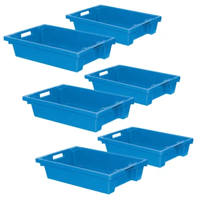 Produktbild von 6 Drehstapelbehälter, LxBxH 600x400x150 mm, 25 Liter, blau