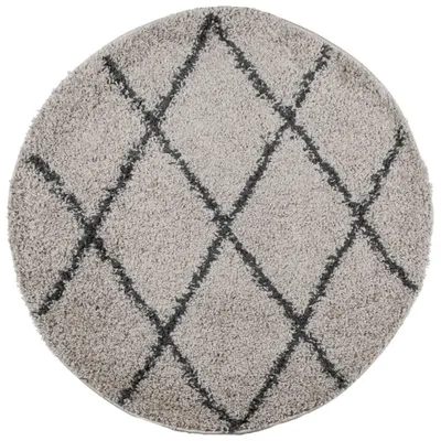 Produktbild von vidaXL Shaggy-Teppich PAMPLONA Hochflor Modern Beige Anthrazit Ø 80 cm