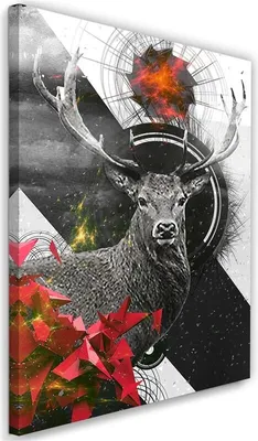 Produktbild von Leinwandbild abstrakte hirsche und formen 60x90 cm Feeby grau wandbild bereit zum aufhängen