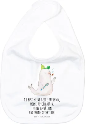 Produktbild von Mr. & Mrs. Panda Lätzchen Robbe Sherlock - Weiß - Geschenk, Kinderlätzchen, Babylätzchen, Für Babys, Tiere, Schlabberlatz, Sabberlätzchen
