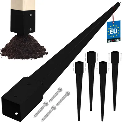 Produktbild von Pfostenhalterung – Zum Einschrauben – 51 x 51 x 600 mm – Verzinkter Stahl – Set mit 4 Stück