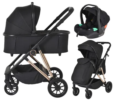 Produktbild von Moni Merci Onyx Black 3-in-1 Kinderwagen mit i-Size Autositz