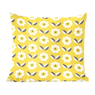 Produktbild von MuchoWow® Zierkissen Sofakissen Wohnzimmer Dekokissen 60x60 cm Blume - Gelb - Muster - Sommer - Sitzfläche - Foto Polster