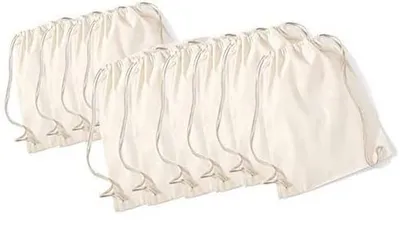 Obrázok produktu pre Bavlnené vrecká – balenie 10 kusov s šnúrkou – prírodná farba – 36x46 cm