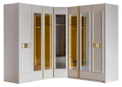 Produktbild von Eckschrank Weiß Holz Modern Elegant Stauraum Möbel
