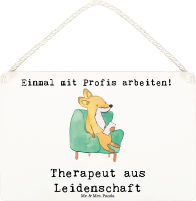 Produktbild von Mr. & Mrs. Panda Schild Therapeut Leidenschaft DIN A6 - Weiß - Geschenk, Türschild, Spruchschild, kleine aufmerksamkeit, holzbild, wandtafel