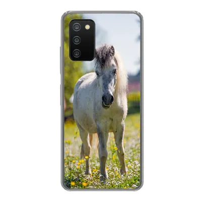 Produktbild von MuchoWow® Handyhülle Schutzhülle Hülle für Samsung Galaxy A03s Pferd - Blumen - Licht Silikon Softcase Handy Hülle - Schutz