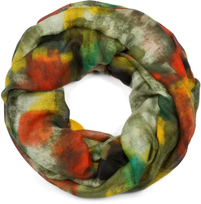 Produktbild von styleBREAKER Damen Loop Schal mit abstraktem Pinselstrich Muster, Schlauchschal mehrfarbig bunt, Tuch 01017130