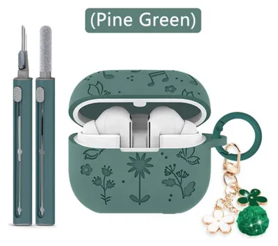Immagine prodotto di INF Custodia in silicone 3D incisa motivo floreale a farfalla compatibile con Samsung Buds3/3pro — Silicone delicato sulla pelle, antipolvere, antigraffio, lavabile Verde