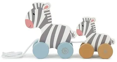 Zdjęcie produktu dla Zabawka do ciągnięcia drewniana zebra dla niemowląt od 1 roku prezent