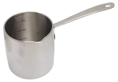 Obrázek produktu pro Nerezový hrnec na mléko, objem 450 ml, vhodný pro indukční vařiče, s rukojetí, průměr 9,5 cm