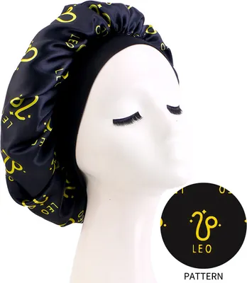 Zdjęcie produktu dla INF Leo Zodiak Elastyczna Satynowa Czapka do Spania Ochrona Włosów Model 7