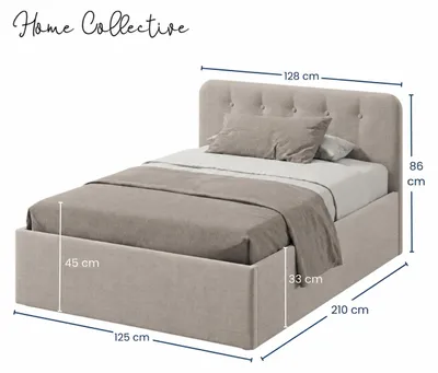 Produktbild von Home Collective Polsterbett 120x200 cm Doppelbett Bett mit verstellbarem Lattenrost & Bettkasten, Matratze Federkern H2, gepolstertes Kopfteil,  Germany | Creme, KI-generiertes Bild