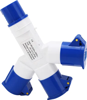 Obrázek produktu pro Průmyslová zásuvka, 1 vstup, 3 výstupy, 3 vodiče, IP44 vodotěsná, multifunkční, 16 A, 220–250 V