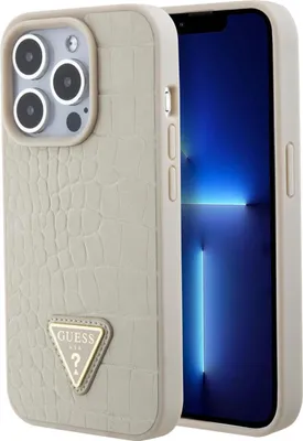 Produktbild von Guess Guhcp15Xpcrthcd Iphone 15 Pro Max 6.7"" Złoty/Gold Hardcase Croco Dreieck Metall Logo