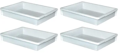 Produktbild von 4 Lebensmittelwannen, Inhalt 10 Liter, LxBxH 460 x 360 x 85 mm, weiß, PE-HD