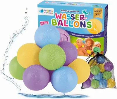Produktbild von ImagiNew 12 Stück wiederverwendbare Wasserbomben | Der ultimative Sommerspass, einfache Anwendung ohne Zuknoten, selbstschliessend | Wasserspielzeug für Kinder und die ganze Familie