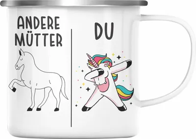 Produktbild von Trendation - Emaille Tasse mit Spruch für Mutter Mama Muttertag Muttertagsgeschenk von Tochter Beste Mami (Silber)