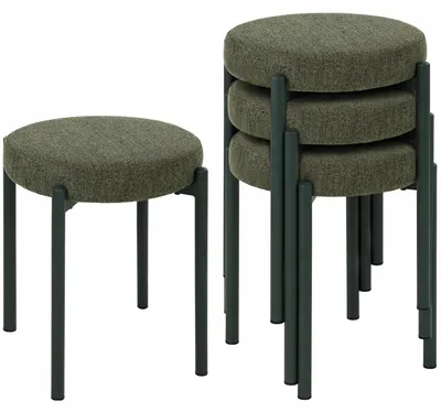 Produktbild von HOMCOM Esszimmerhocker 4er Set Stapelhocker mit Stahlbeinen Dunkelgrün