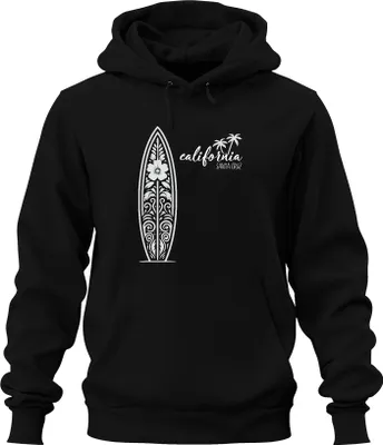 Produktbild von California Santa Cruz Surfbretter Surfen Palmen Strand Vintage Uni Hoodie Kapuzenpullover, Schwarz, S