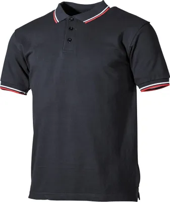 Produktbild von MFH Poloshirt, rot-weiße Streifen, mit Knopfleiste, schwarz